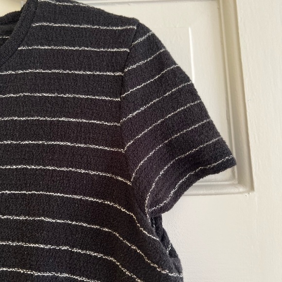 Madewell Tie Front Black and White Stripe Tee Women’s XS 100% Cotton - Picture 4 of 9